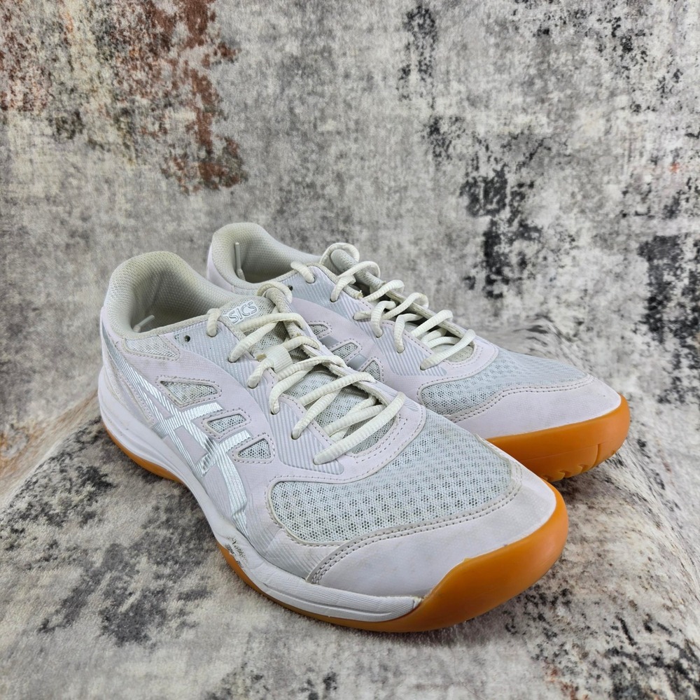 Asics Upcourt 5 Shoes Womens 11 White Silver Gum Volleyball 1072A088 Pickleball